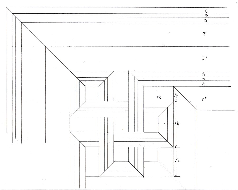Face nailed floor border and corner drawing