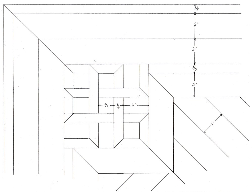 Face nailed floor border and corner drawing